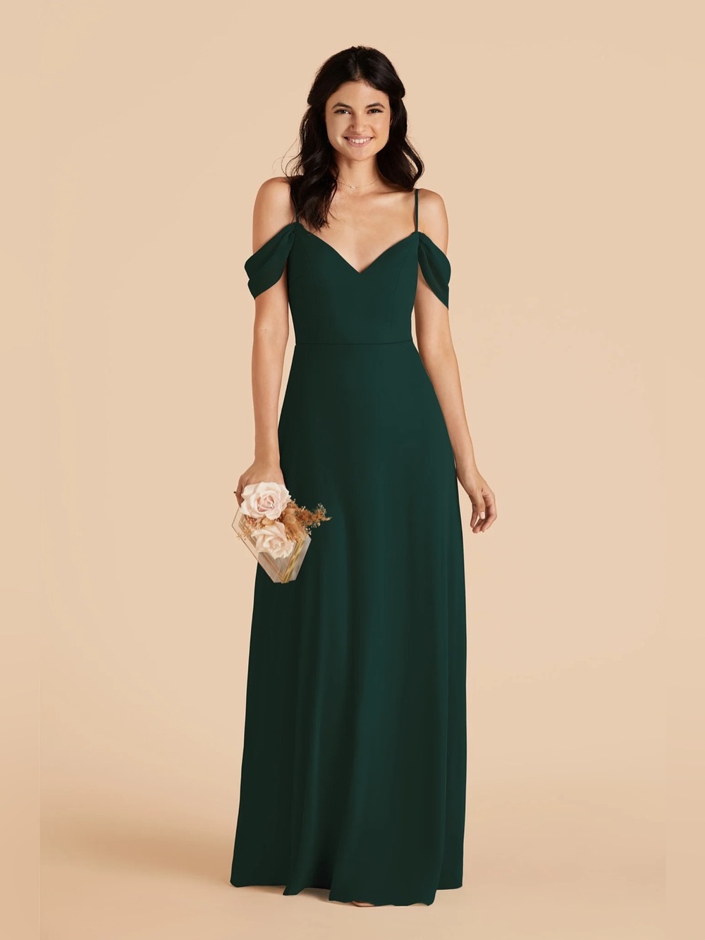 Birdy Grey Devin Chiffon Dress Emerald Green XL Bridesmaid Gown NWT